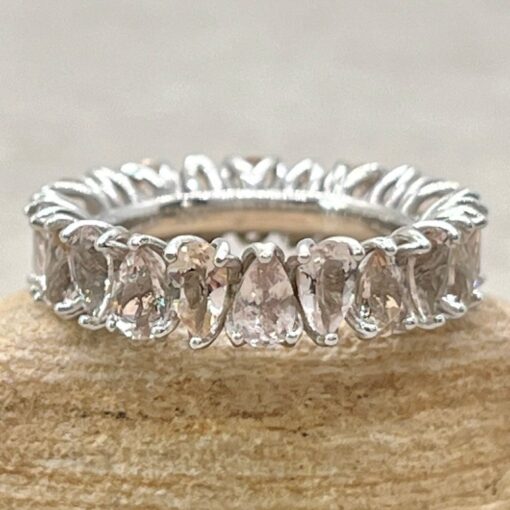 Full Eternity Pear Morganite Stacking Ring White Gold Platinum LS5939