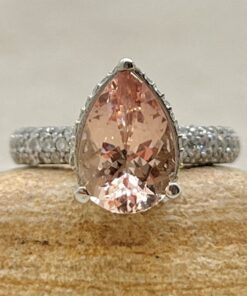Genuine AAA Peach Morganite Engagement Ring White Gold Platinum LS5285