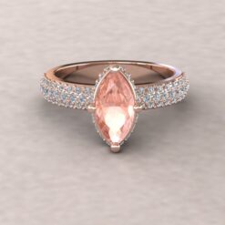 Genuine Peachy Pink Morganite Diamond Engagement Ring Rose Gold LS6038
