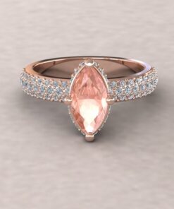 Genuine Peachy Pink Morganite Diamond Engagement Ring Rose Gold LS6038
