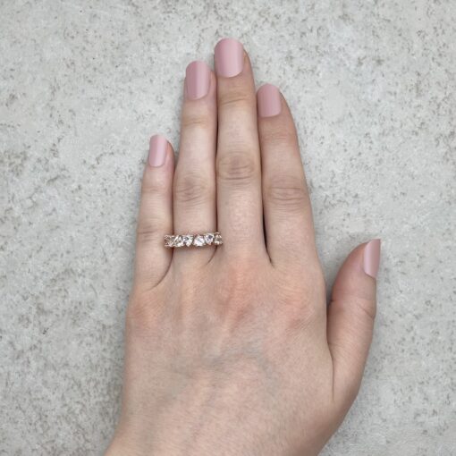 Genuine Peachy Pink Morganite Gemstone Wedding Ring Rose Gold LS5938