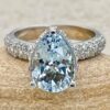 Genuine Pear Cut Aquamarine Engagement Ring White Gold Platinum LS5917