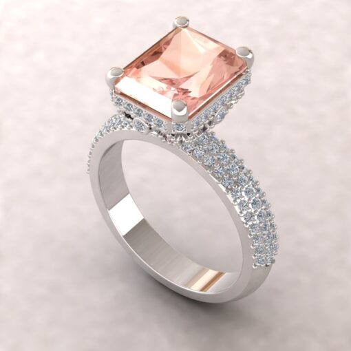 Golden Hearts Radiant Peach Morganite Ring White Gold Platinum LS6040