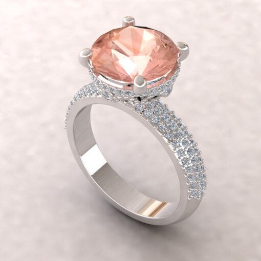Half Eternity AAA Morganite Engagement Ring White Gold Platinum LS6957