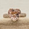 Half Eternity Shank Heart Shape Peach Morganite Ring Rose Gold LS5290