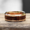 Hawaiian Koa Wood Inlay Ring, Tungsten Mans Band Rose Gold LS5450