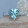 Heart Cut Aquamarine Organic Diamond Front 14k White Gold LS5915