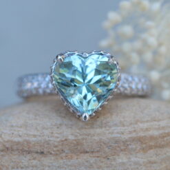 Heart Cut Blue Aquamarine Engagement Ring White Gold Platinum LS5915