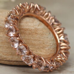 Heart Morganite Eternity Wedding Band Flower Prongs Rose Gold LS5937