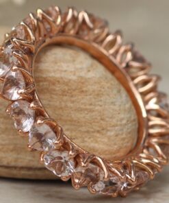 Heart Morganite Eternity Wedding Band Flower Prongs Rose Gold LS5937
