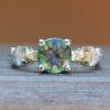 Mystic Topaz Sun Moon and Star Diamond Ring White Gold Platinum LS5897