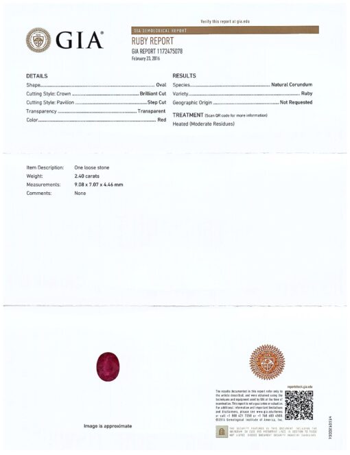 Oval Cut Red Pigeon Blood Ruby Loose Gemstone GIA Certificate LSG387