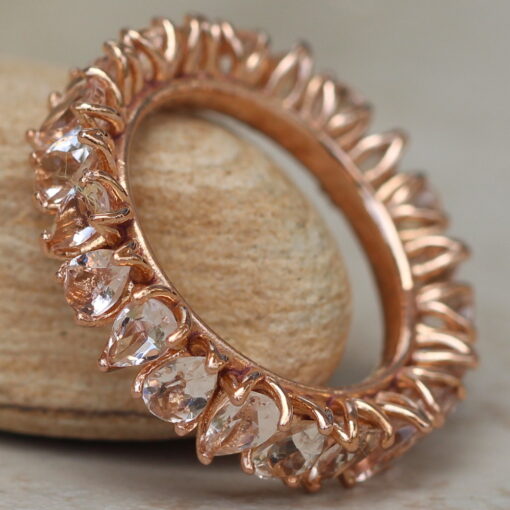Peach Morganite Gemstone Wedding Ring Flower Prongs Rose Gold LS5939