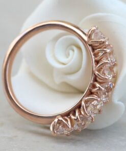 Peach Pink Morganite Wedding Ring Lily Petal Prongs Rose Gold LS5938