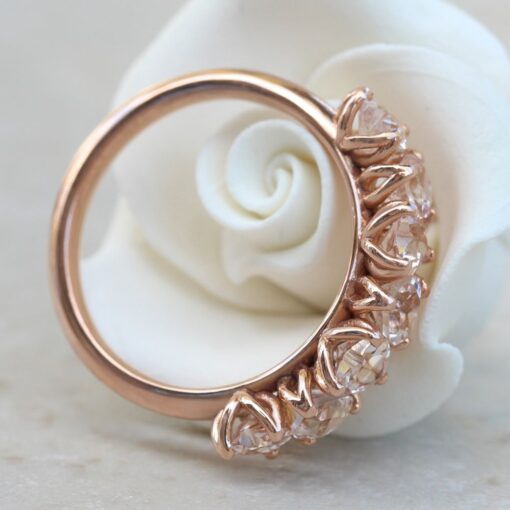 Peach Pink Morganite Wedding Ring Lily Petal Prongs Rose Gold LS5938