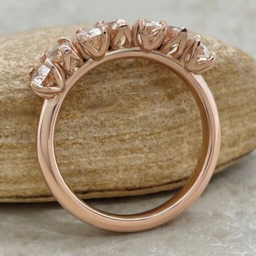 Peach Pink Morganite Wedding Ring Lily Petal Prongs Rose Gold LS5940