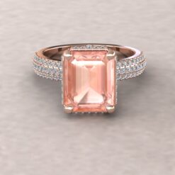 Peachy Pink Morganite White Diamond Engagement Ring Rose Gold LS5283