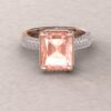 Radiant Cut AAA Peachy Pink Morganite Engagement Ring Rose Gold LS6040