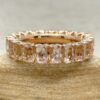 Cushion Morganite Eternity Wedding Band Front 18k Rose Gold LS5943