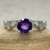 Round Cut Amethyst February Birthstone Ring White Gold Platinum LS5890