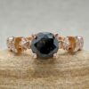 Round Cut Black Diamond Space Themed Engagement Ring Rose Gold LS5894