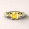 Round Cut Yellow Sapphire November Birthstone Ring Yellow Gold LS5891