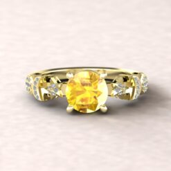 Round Cut Yellow Sapphire November Birthstone Ring Yellow Gold LS5891