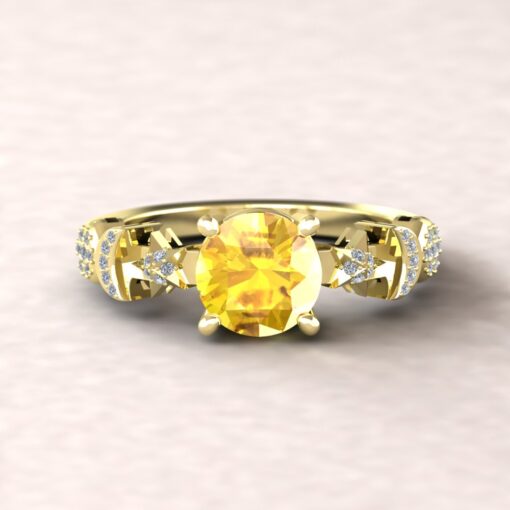 Round Cut Yellow Sapphire November Birthstone Ring Yellow Gold LS5891