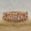 Seven Stone Peachy Pink Morganite Ring Flower Prongs Rose Gold LS5940