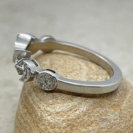 Sun Moon and Stars Lab Diamond Wedding Ring White Gold Platinum LS5896