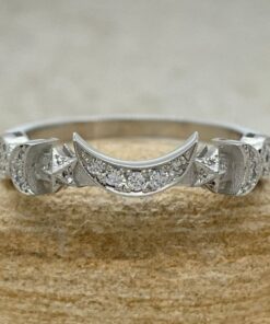 Sun Moon and Stars Lab Organic Diamond Ring White Gold Platinum LS5896