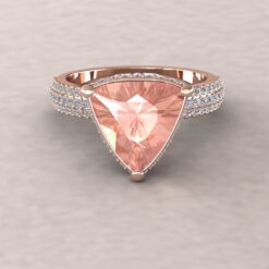 Trillion Peach Morganite Engagement Ring Hidden Halo Rose Gold LS6041