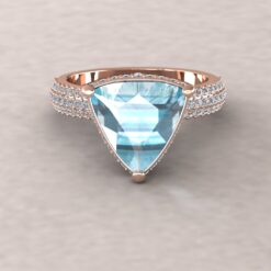 White Diamond Hidden Halo Aquamarine Engagement Ring Rose Gold LS5287