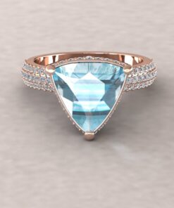 White Diamond Hidden Halo Aquamarine Engagement Ring Rose Gold LS5287