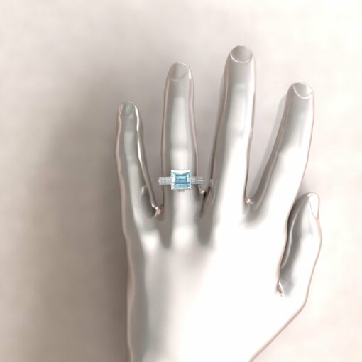 adeline aquamarine 8mm princess diamond half eternity micro pave 14k white gold ls5282