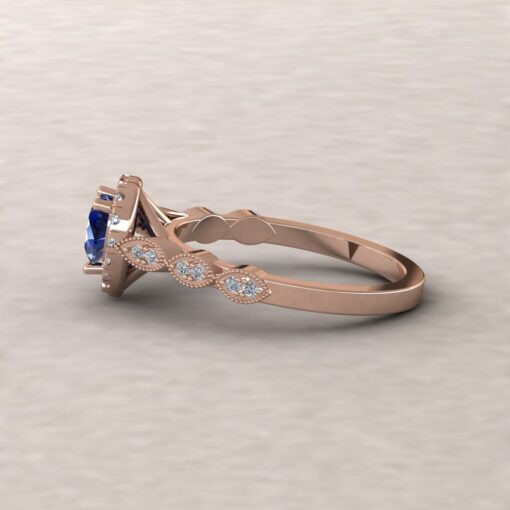 eloise blue sapphire 5mm heart diamond half eternity engagement ring 14k rose gold ls5652
