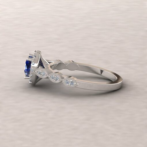 eloise blue sapphire 5mm heart diamond half eternity engagement ring 14k white gold ls5652