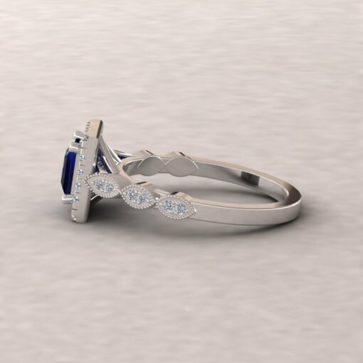 eloise blue sapphire 5mm princess diamond half eternity engagement ring 14k white gold ls5654
