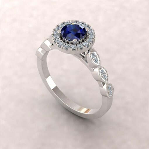 eloise blue sapphire 5mm round diamond half eternity engagement ring 14k white gold ls5659