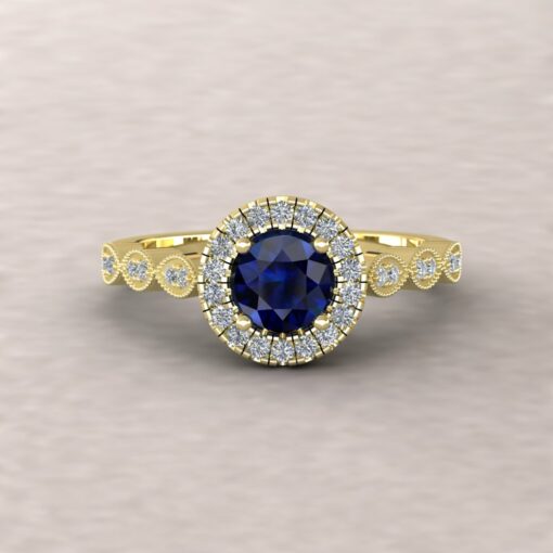 eloise blue sapphire 5mm round diamond half eternity engagement ring 14k yellow gold ls5659