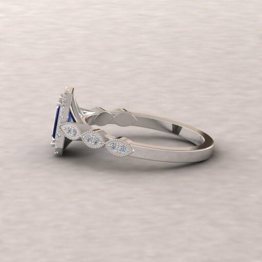 eloise blue sapphire 6x4mm emerald cut diamond half eternity 14k-white gold ls5651