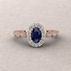 eloise blue sapphire 6x4mm oval diamond half eternity engagement ring 14k rose gold ls5655