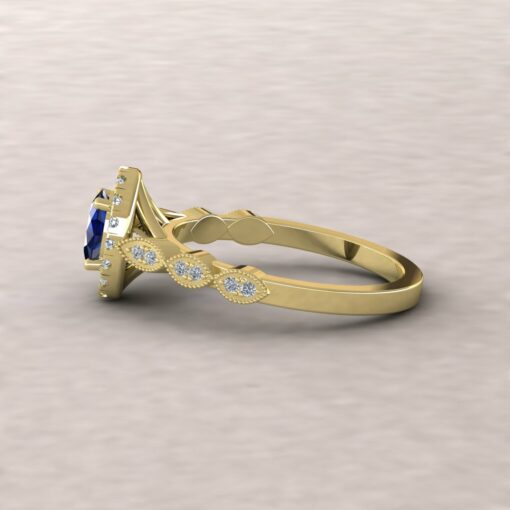 eloise blue sapphire 6x4mm oval diamond half eternity engagement ring 14k yellow gold ls5655