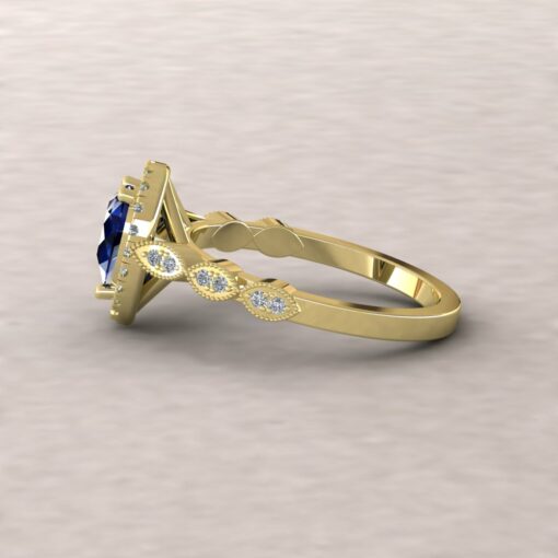 eloise blue sapphire 7x5mm pear diamond half eternity engagement ring 14k yellow gold ls5656