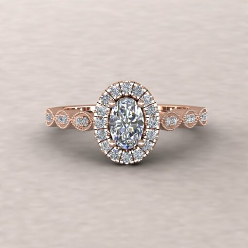 eloise diamond 6x4mm oval half eternity engagement ring 14k rose gold ls5666