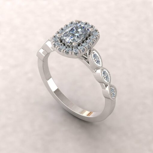 eloise diamond 6x4mm rectangular cushion half eternity engagement ring 14k white gold ls5669