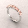 lily morganite 7 stone wedding band 3.5mm round cut 14k white gold ls5950