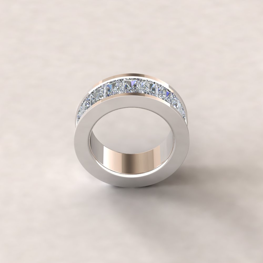 Custom Radiant Cut IGI Certified Lab Grown Diamond Platinum Wedding Band - Image 4