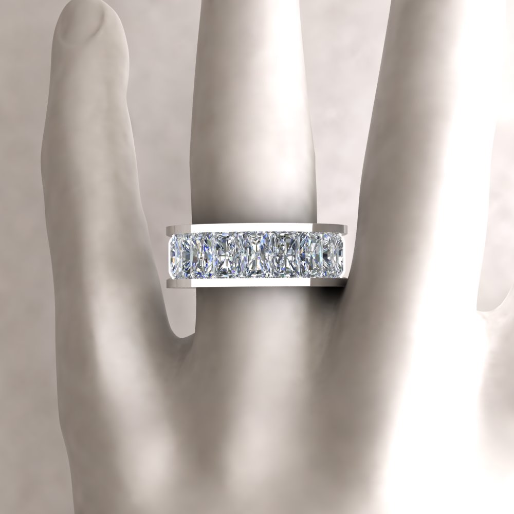 Custom Radiant Cut IGI Certified Lab Grown Diamond Platinum Wedding Band - Image 2