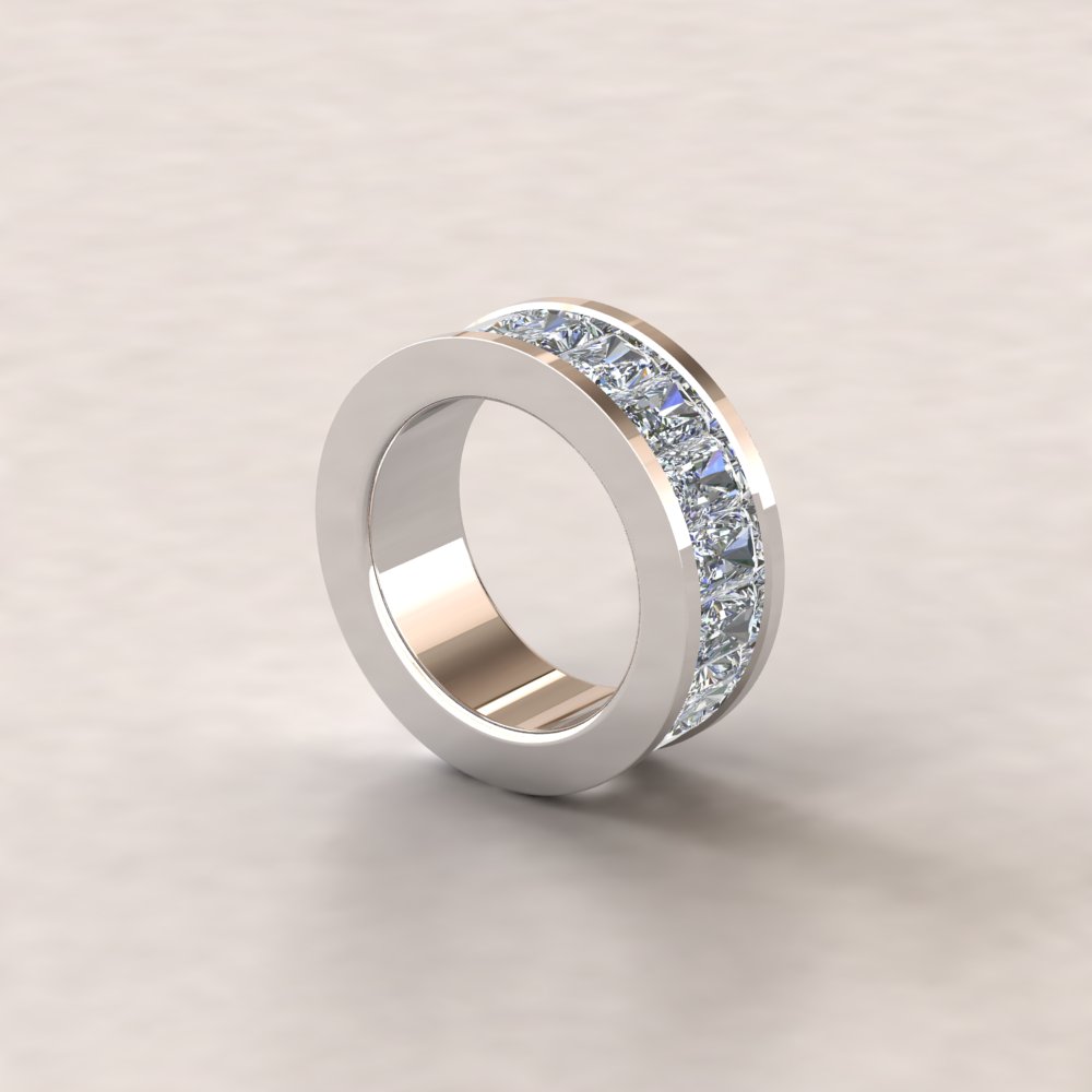 Custom Radiant Cut IGI Certified Lab Grown Diamond Platinum Wedding Band - Image 3